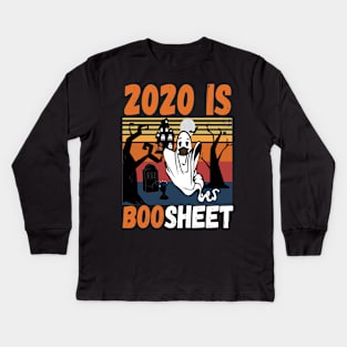 2020 Is Boo Sheet Halloween funny ghost wearing mask #3 Kids Long Sleeve T-Shirt